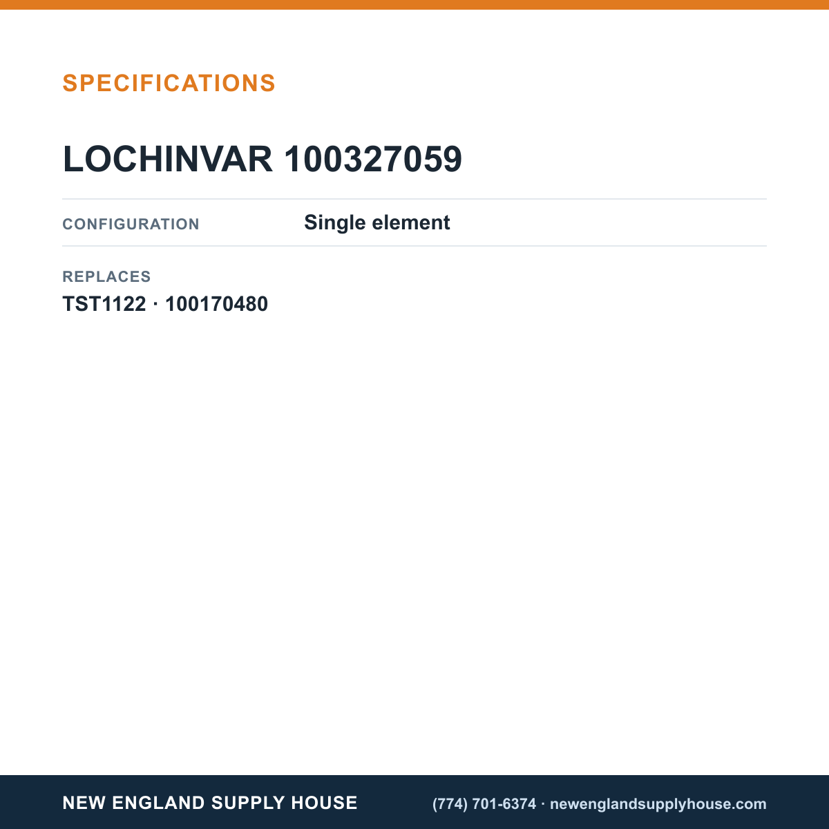 Lochinvar 100327059 Thermostat specifications — New England Supply House [NESH-SPECTABLE-V1]