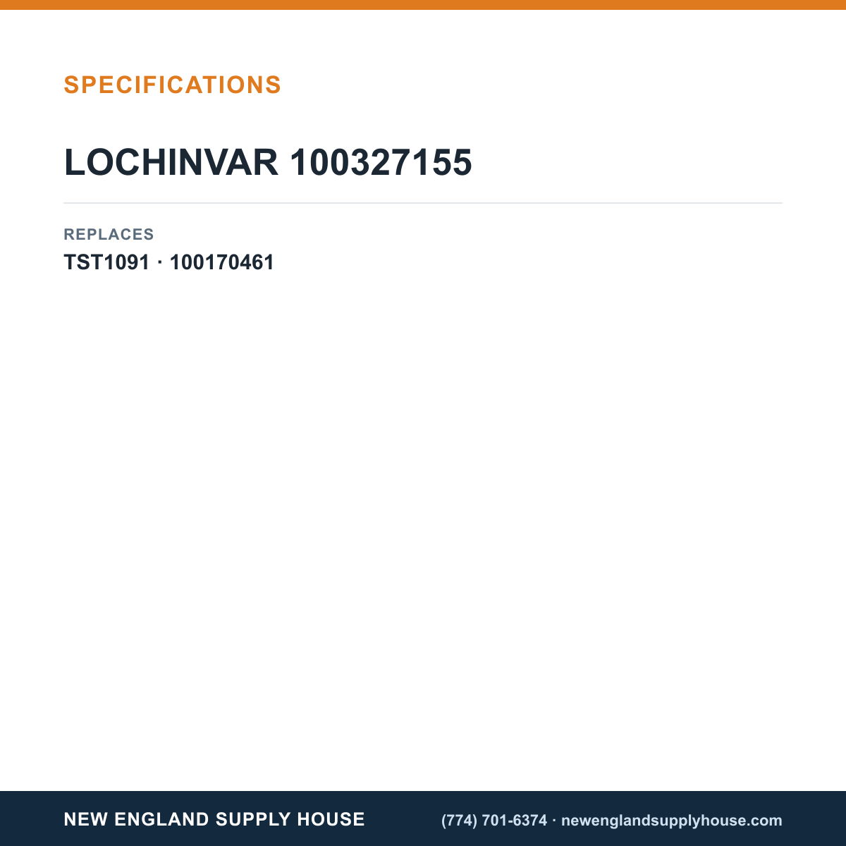 Lochinvar 100327155 Potentiometer specifications — New England Supply House [NESH-SPECTABLE-V1]