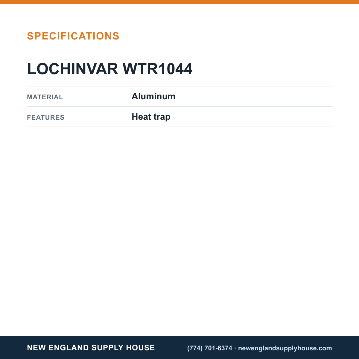 Lochinvar WTR1044 Anode Rod specifications — New England Supply House [NESH-SPECTABLE-V1]