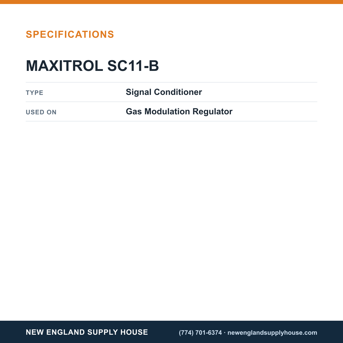 Maxitrol SC11-B Gas Modulation Regulator Signal Conditioner specifications — New England Supply House [NESH-SPECTABLE-V1]