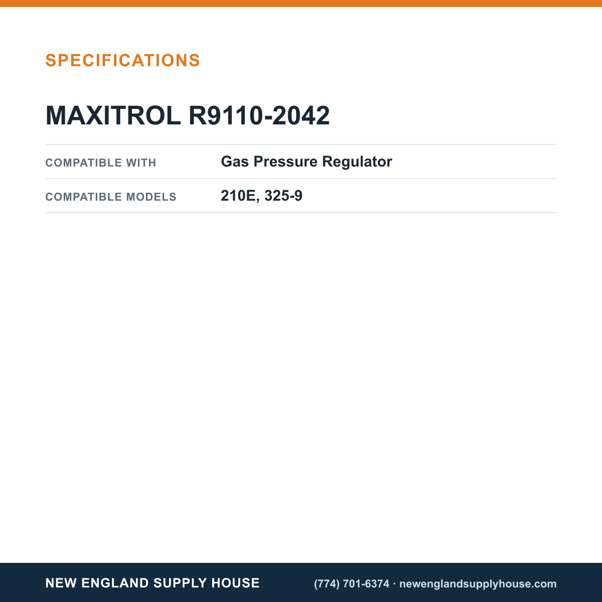 Maxitrol R9110-2042 Gas Pressure Regulator Spring specifications — New England Supply House [NESH-SPECTABLE-V1]
