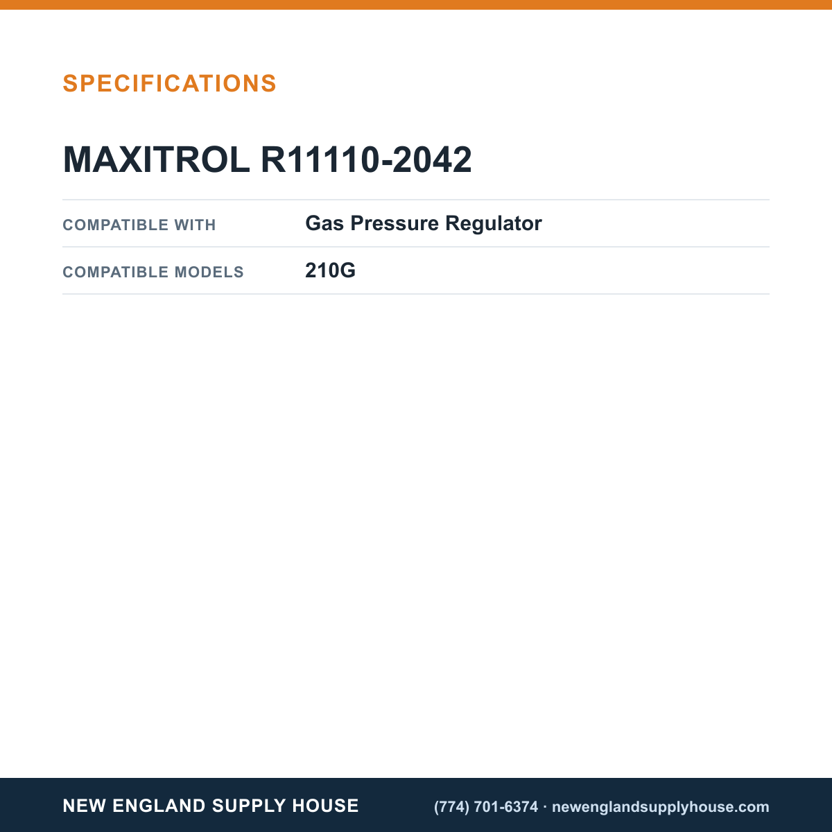 Maxitrol R11110-2042 Gas Pressure Regulator Spring specifications — New England Supply House [NESH-SPECTABLE-V1]
