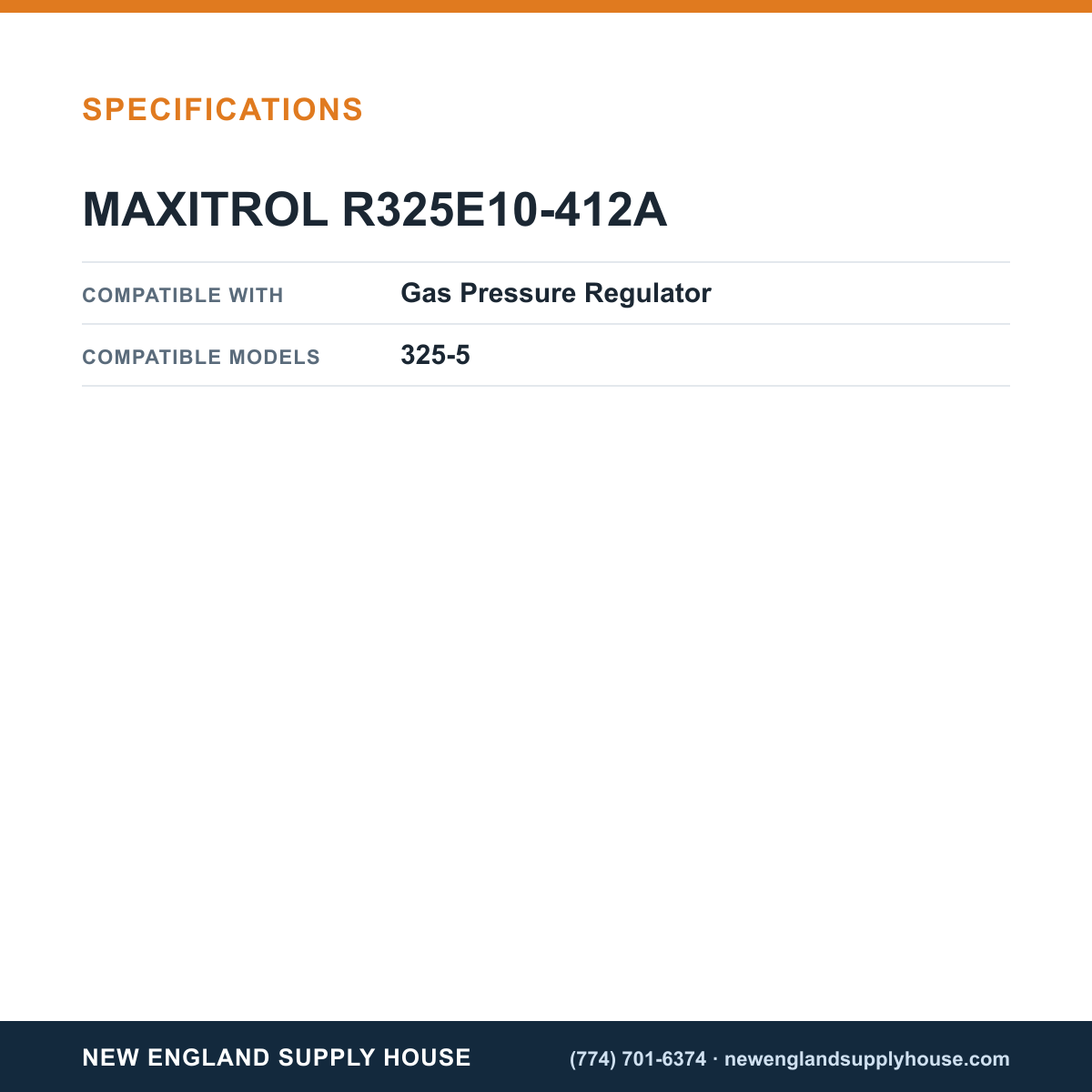 Maxitrol R325E10-412A Gas Pressure Regulator Spring specifications — New England Supply House [NESH-SPECTABLE-V1]
