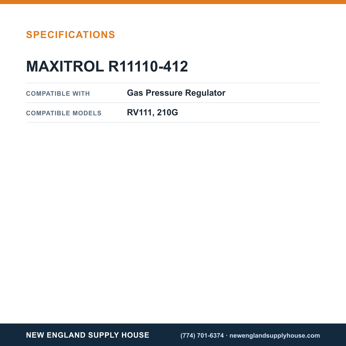 Maxitrol R11110-412 Gas Pressure Regulator Spring specifications — New England Supply House [NESH-SPECTABLE-V1]