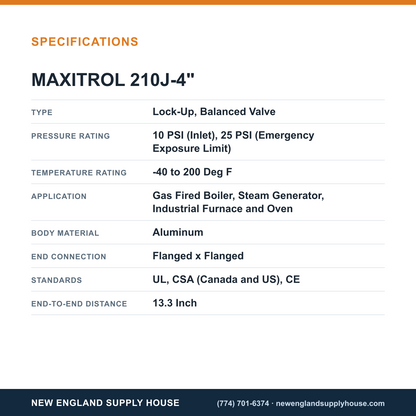 Maxitrol 210J-4" Gas Pressure Regulator specifications — New England Supply House [NESH-SPECTABLE-V1]