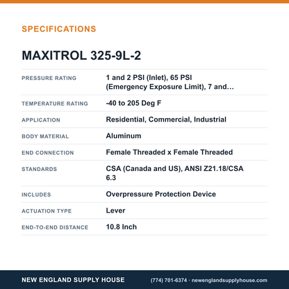 Maxitrol 325-9L-2 Line Pressure Regulator specifications — New England Supply House [NESH-SPECTABLE-V1]