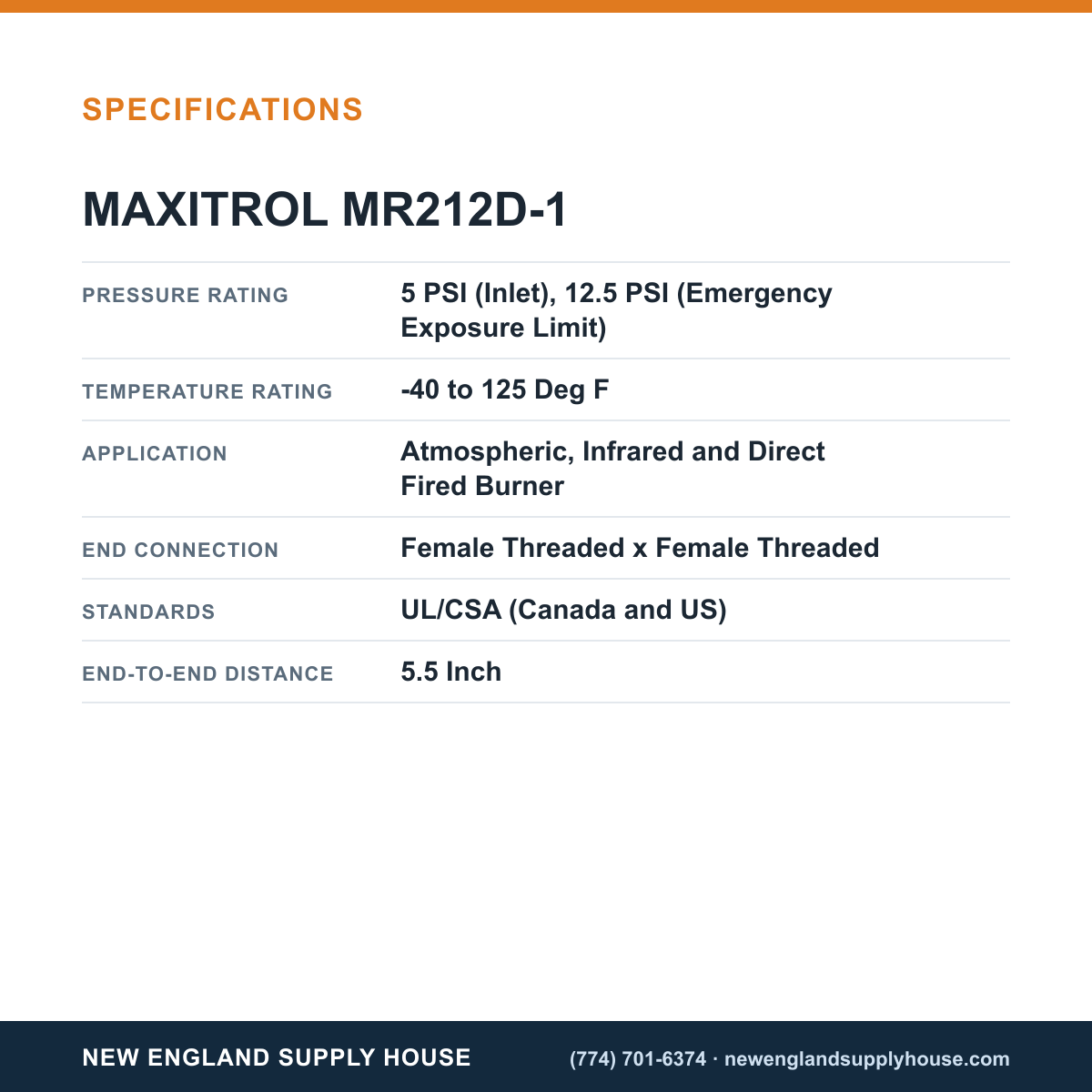 Maxitrol MR212D-1 Modulator Regulator Valve specifications — New England Supply House [NESH-SPECTABLE-V1]