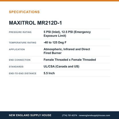 Maxitrol MR212D-1 Modulator Regulator Valve specifications — New England Supply House [NESH-SPECTABLE-V1]