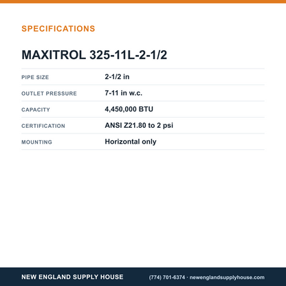 Maxitrol 325-11L-2-1/2 Gas Pressure Regulator specifications — New England Supply House [NESH-SPECTABLE-V1]