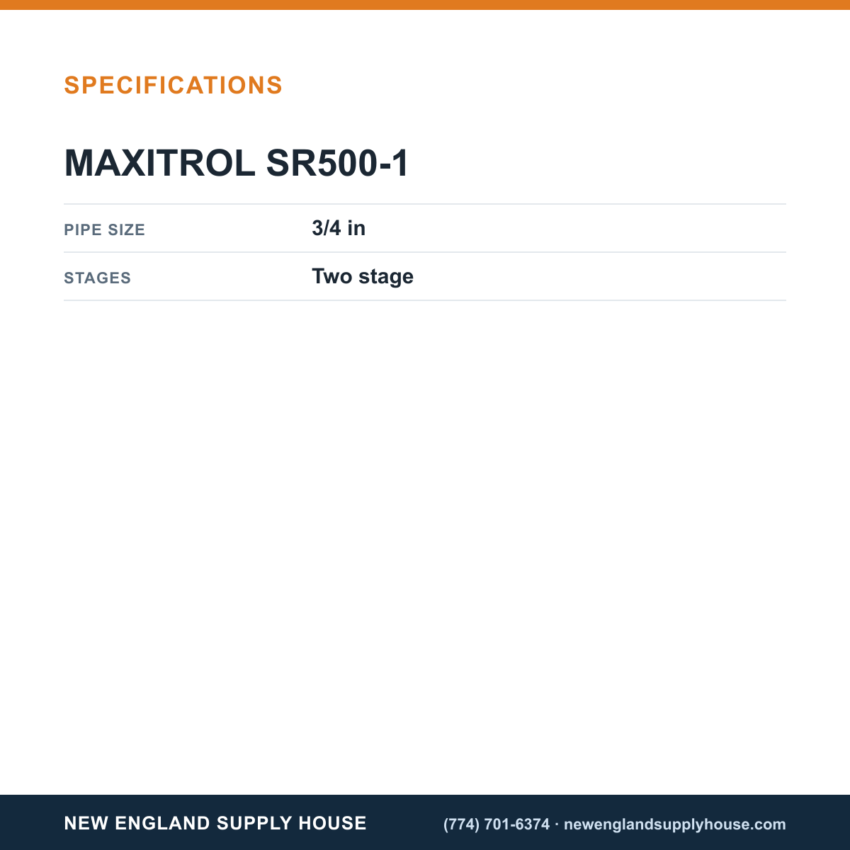 Maxitrol SR500-1 Gas Pressure Regulator specifications — New England Supply House [NESH-SPECTABLE-V1]