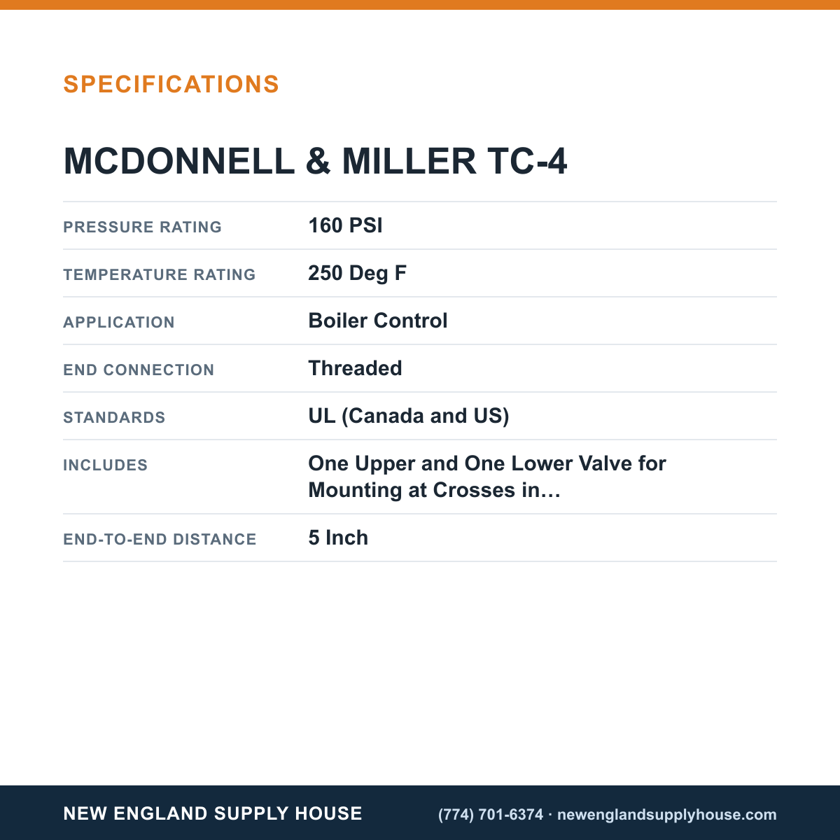 McDonnell & Miller TC-4 Boiler Control Check Valve specifications — New England Supply House [NESH-SPECTABLE-V1]