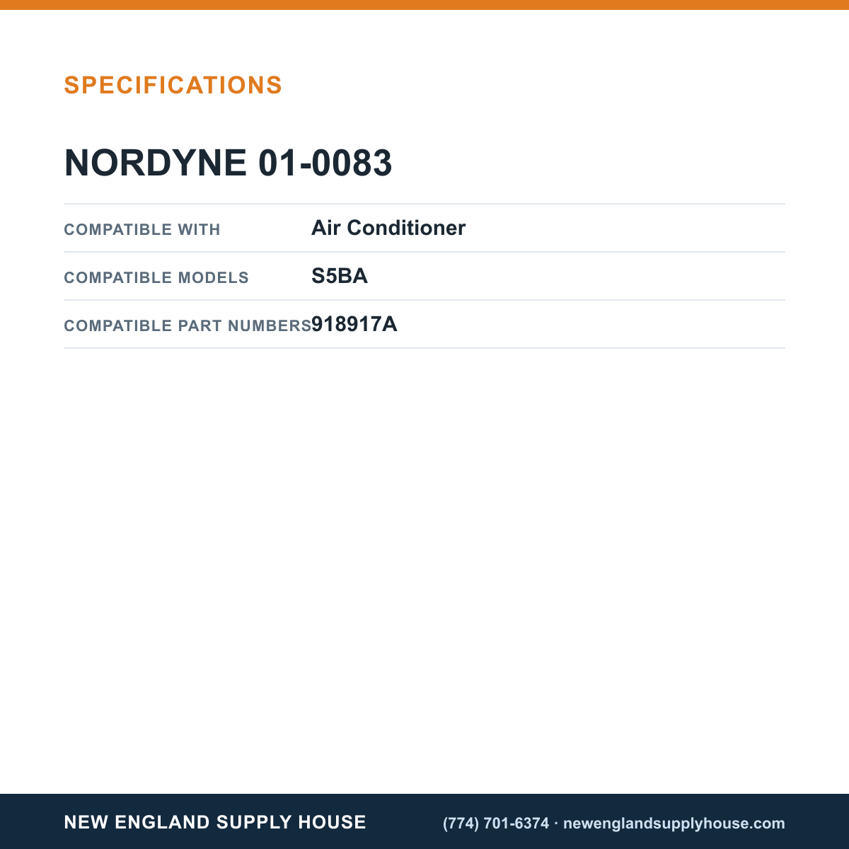 Nordyne 01-0083 Air Conditioner Capacitor specifications — New England Supply House [NESH-SPECTABLE-V1]