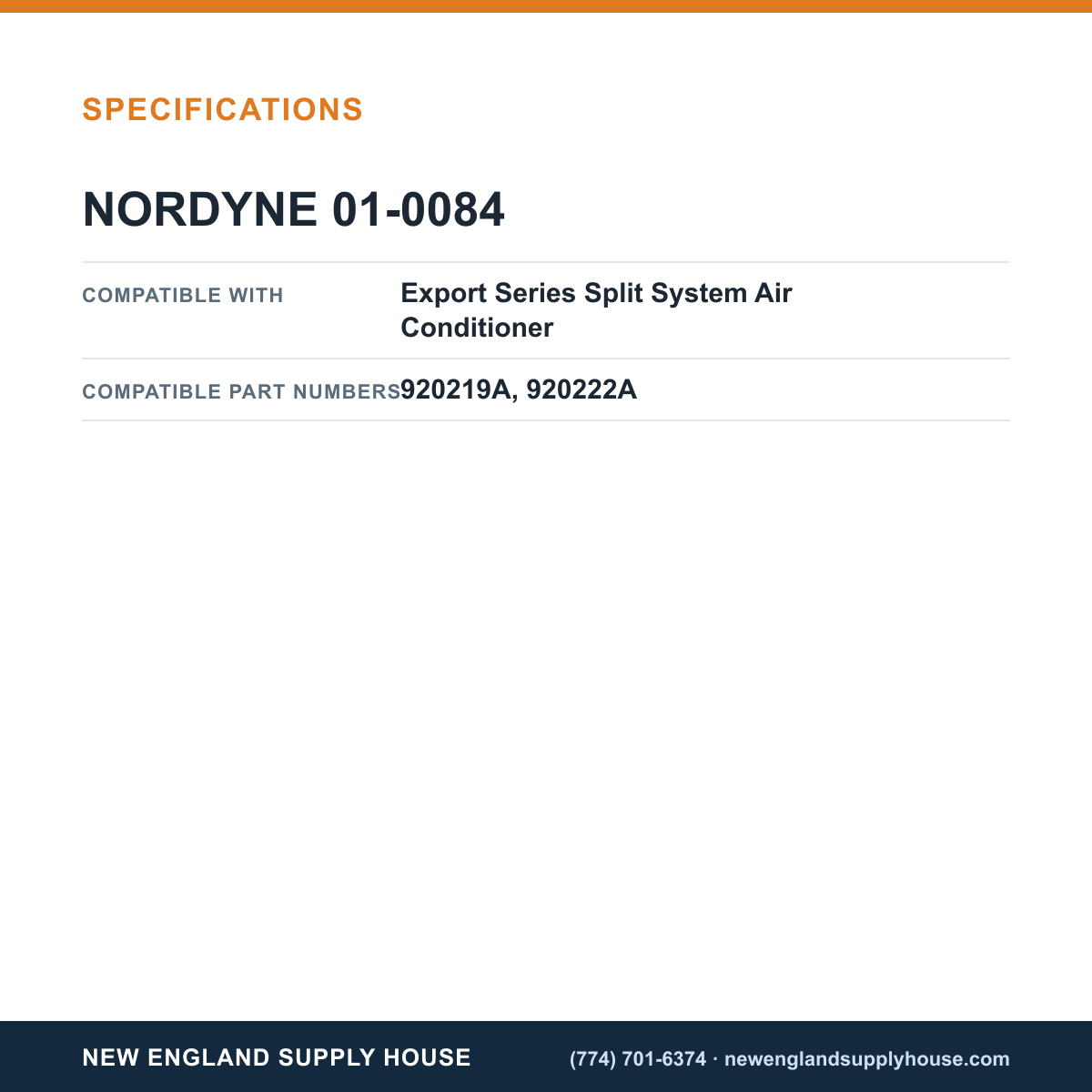 Nordyne 01-0084 Air Conditioner Capacitor specifications — New England Supply House [NESH-SPECTABLE-V1]