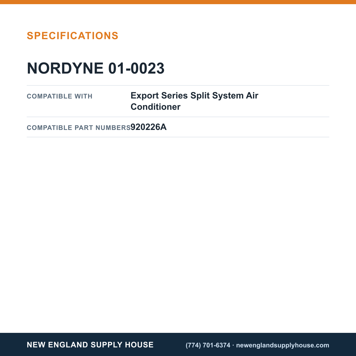 Nordyne 01-0023 Air Conditioner Capacitor specifications — New England Supply House [NESH-SPECTABLE-V1]