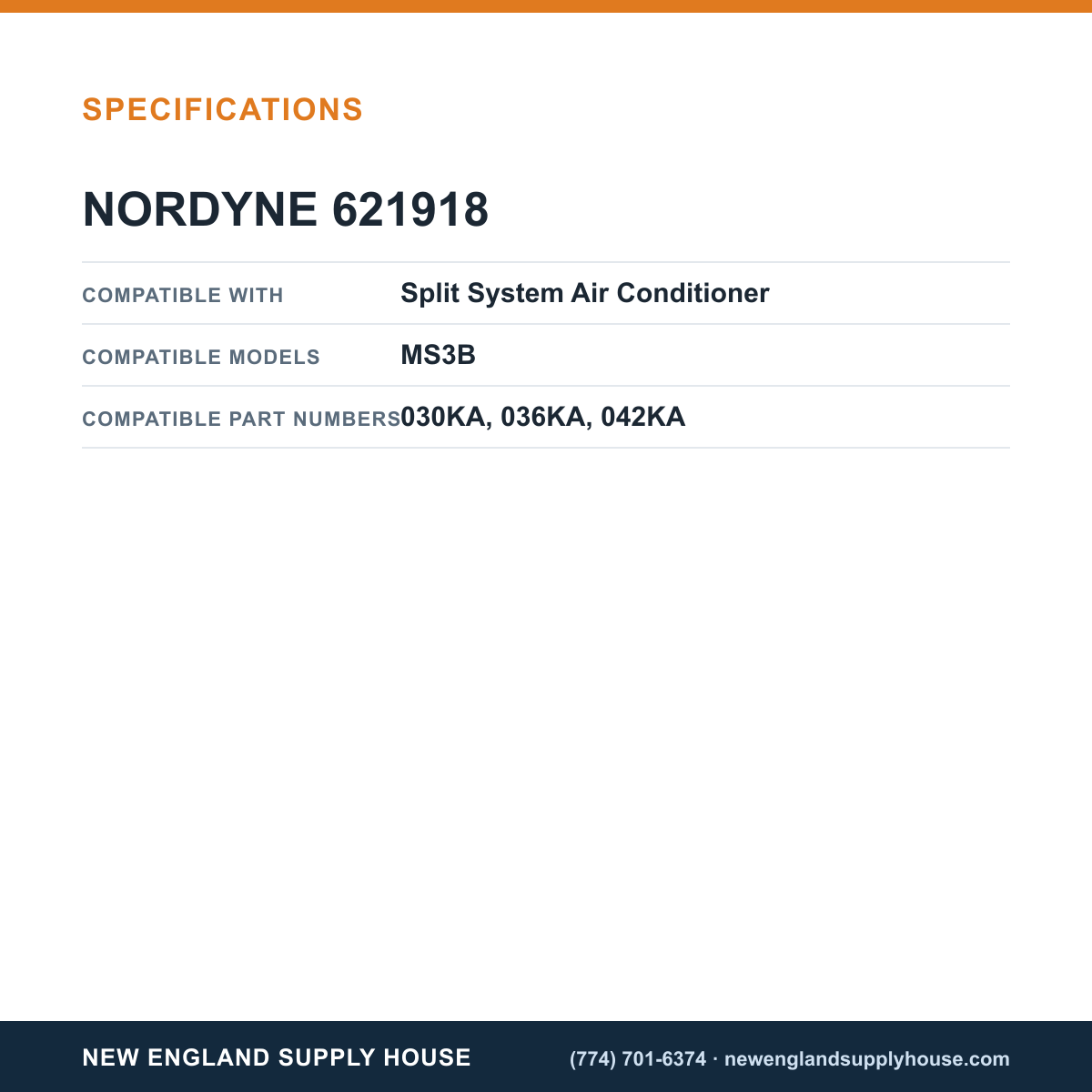 Nordyne 621918 Air Conditioner Condenser Motor specifications — New England Supply House [NESH-SPECTABLE-V1]