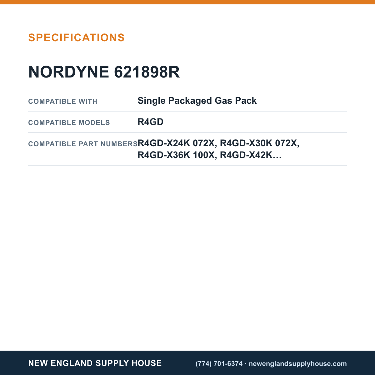 Nordyne 621898R Air Conditioner Relay specifications — New England Supply House [NESH-SPECTABLE-V1]