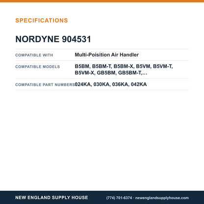 Nordyne 904531 Air Handler Control Board specifications — New England Supply House [NESH-SPECTABLE-V1]