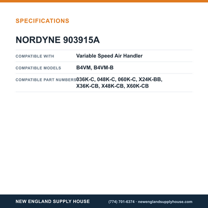 Nordyne 903915A Air Handler Control Board specifications — New England Supply House [NESH-SPECTABLE-V1]