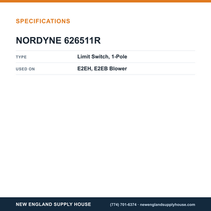 Nordyne 626511R Blower Limit Switch specifications — New England Supply House [NESH-SPECTABLE-V1]