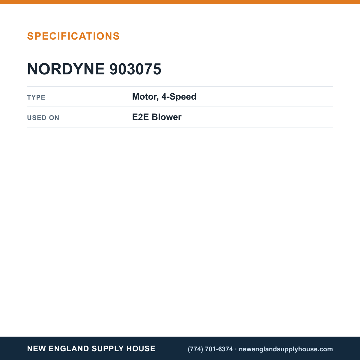Nordyne 903075 Blower Motor specifications — New England Supply House [NESH-SPECTABLE-V1]