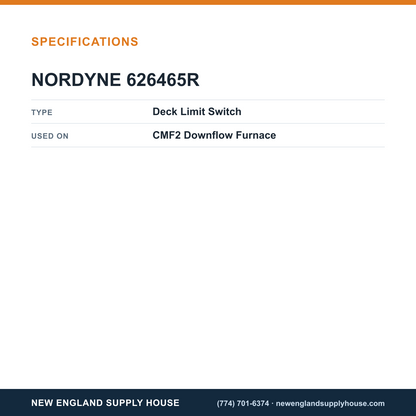 Nordyne 626465R Furnace Deck Limit Switch specifications — New England Supply House [NESH-SPECTABLE-V1]