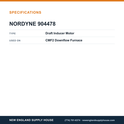 Nordyne 904478 Furnace Draft Inducer Motor specifications — New England Supply House [NESH-SPECTABLE-V1]