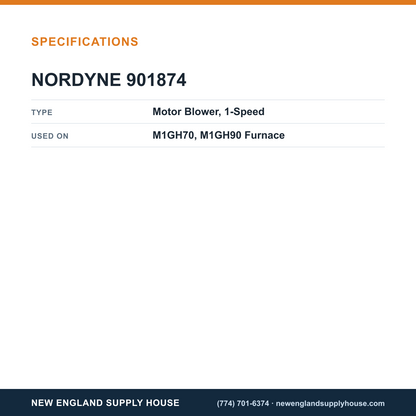 Nordyne 901874 Furnace Motor Blower specifications — New England Supply House [NESH-SPECTABLE-V1]