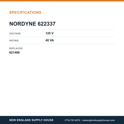 Nordyne 622337 Transformer specifications — New England Supply House [NESH-SPECTABLE-V1]