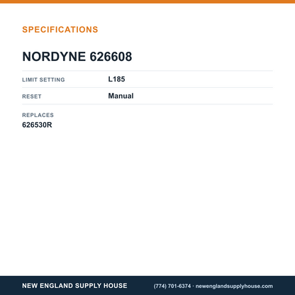 Nordyne 626608 Manual Reset Limit Switch specifications — New England Supply House [NESH-SPECTABLE-V1]