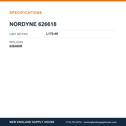 Nordyne 626618R Limit Switch specifications — New England Supply House [NESH-SPECTABLE-V1]