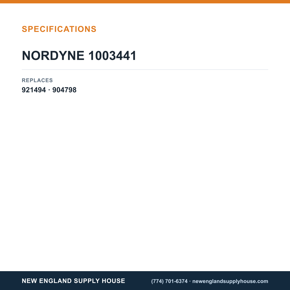 Nordyne 1003441 Inducer Assembly specifications — New England Supply House [NESH-SPECTABLE-V1]