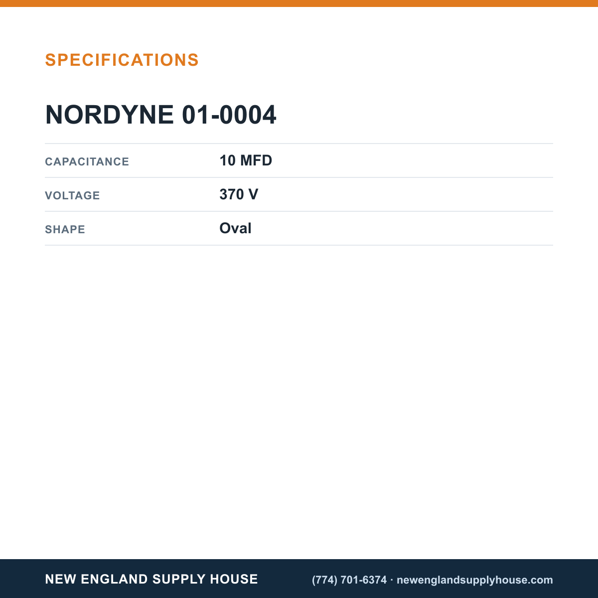 Nordyne 01-0004 Oval Cap specifications — New England Supply House [NESH-SPECTABLE-V1]