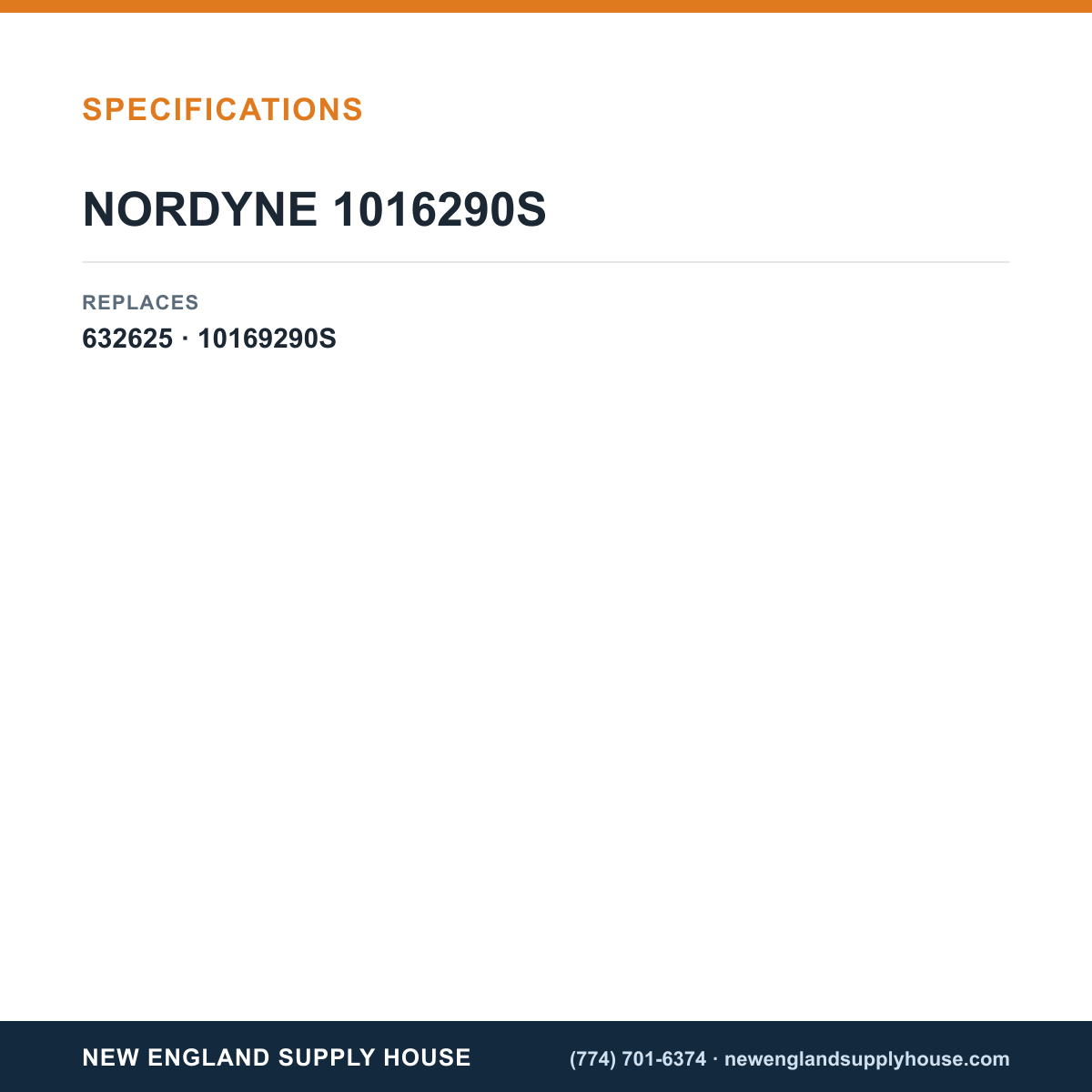 Nordyne 1046527S Hot Surface Ignitor specifications — New England Supply House [NESH-SPECTABLE-V1]
