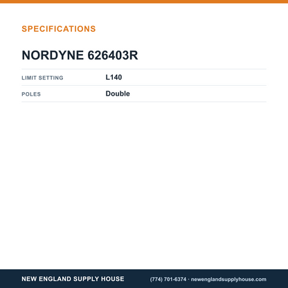Nordyne 626403R Limit Switch specifications — New England Supply House [NESH-SPECTABLE-V1]