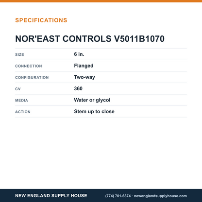 Nor'east Controls V5011B1070 Globe Valve specifications — New England Supply House [NESH-SPECTABLE-V1]