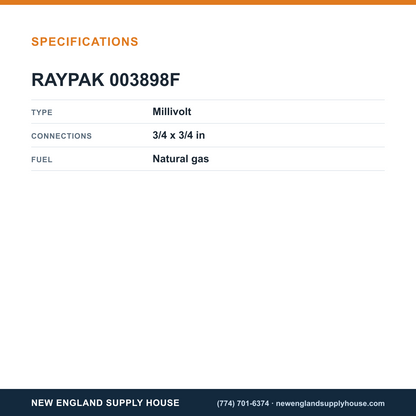Raypak 003898F Gas Valve specifications — New England Supply House [NESH-SPECTABLE-V1]