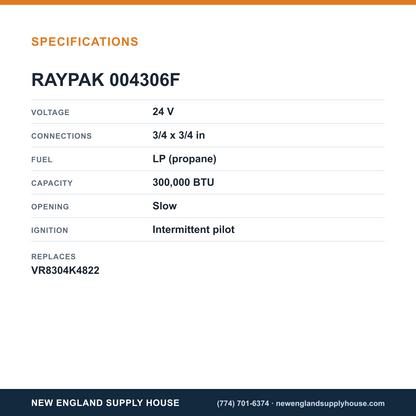 Raypak 004306F Gas Valve specifications — New England Supply House [NESH-SPECTABLE-V1]