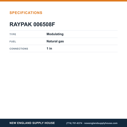 Raypak 006508F Gas Valve specifications — New England Supply House [NESH-SPECTABLE-V1]