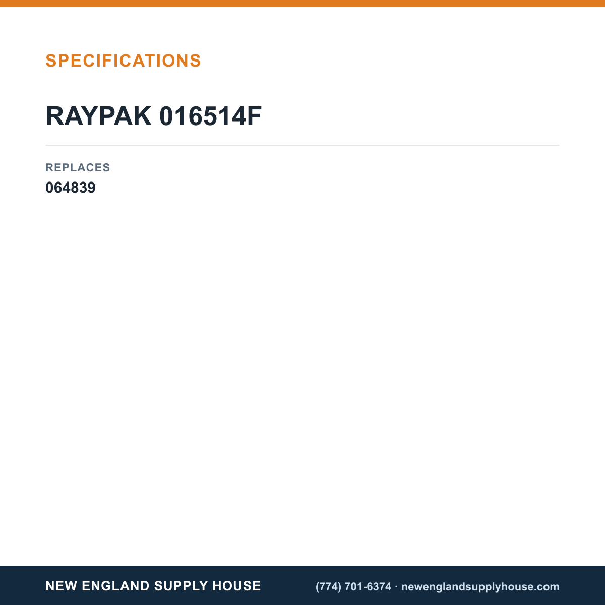 Raypak 016514F Ignitor Wire Kit specifications — New England Supply House [NESH-SPECTABLE-V1]