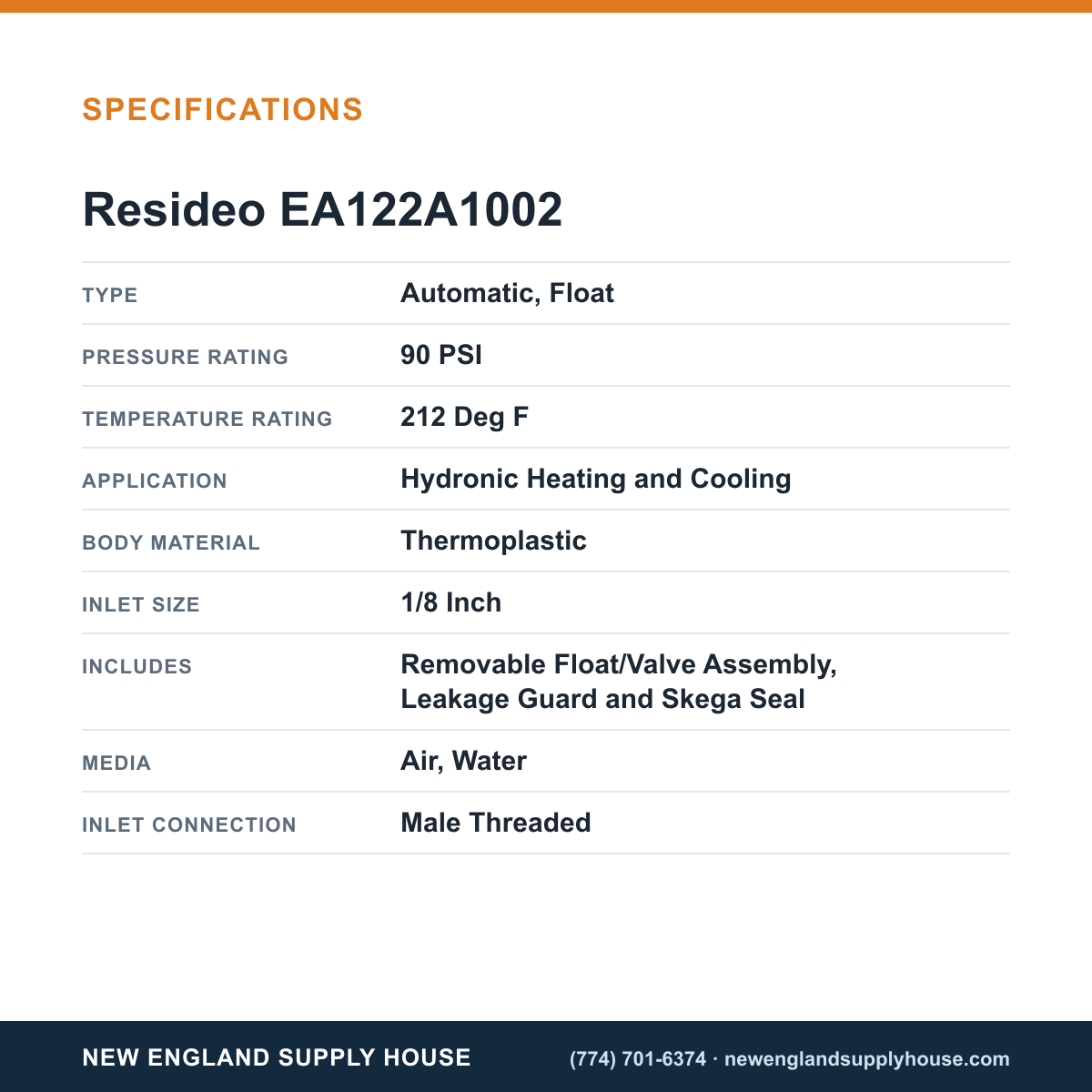 Resideo - Honeywell Home EA122A1002 Air Vent specifications — New England Supply House [NESH-SPECTABLE-V1]
