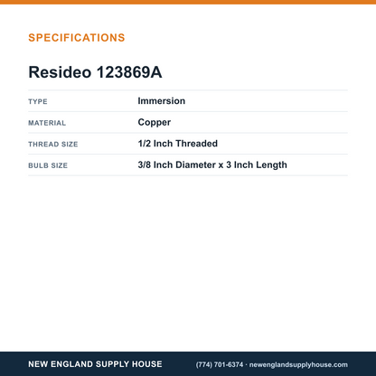 Resideo - Honeywell Home 123869A Aquastat Sensor Well Assembly specifications — New England Supply House [NESH-SPECTABLE-V1]