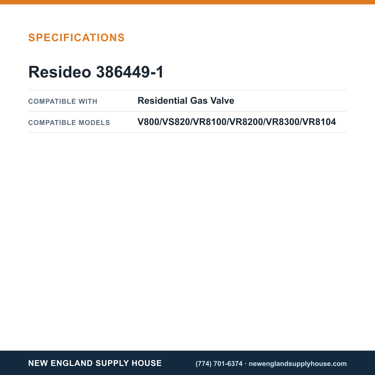 Resideo - Honeywell Home 386449-1 Combination Gas Control Pilot Tubing Compression Fitting specifications — New England Supply House [NESH-SPECTABLE-V1]