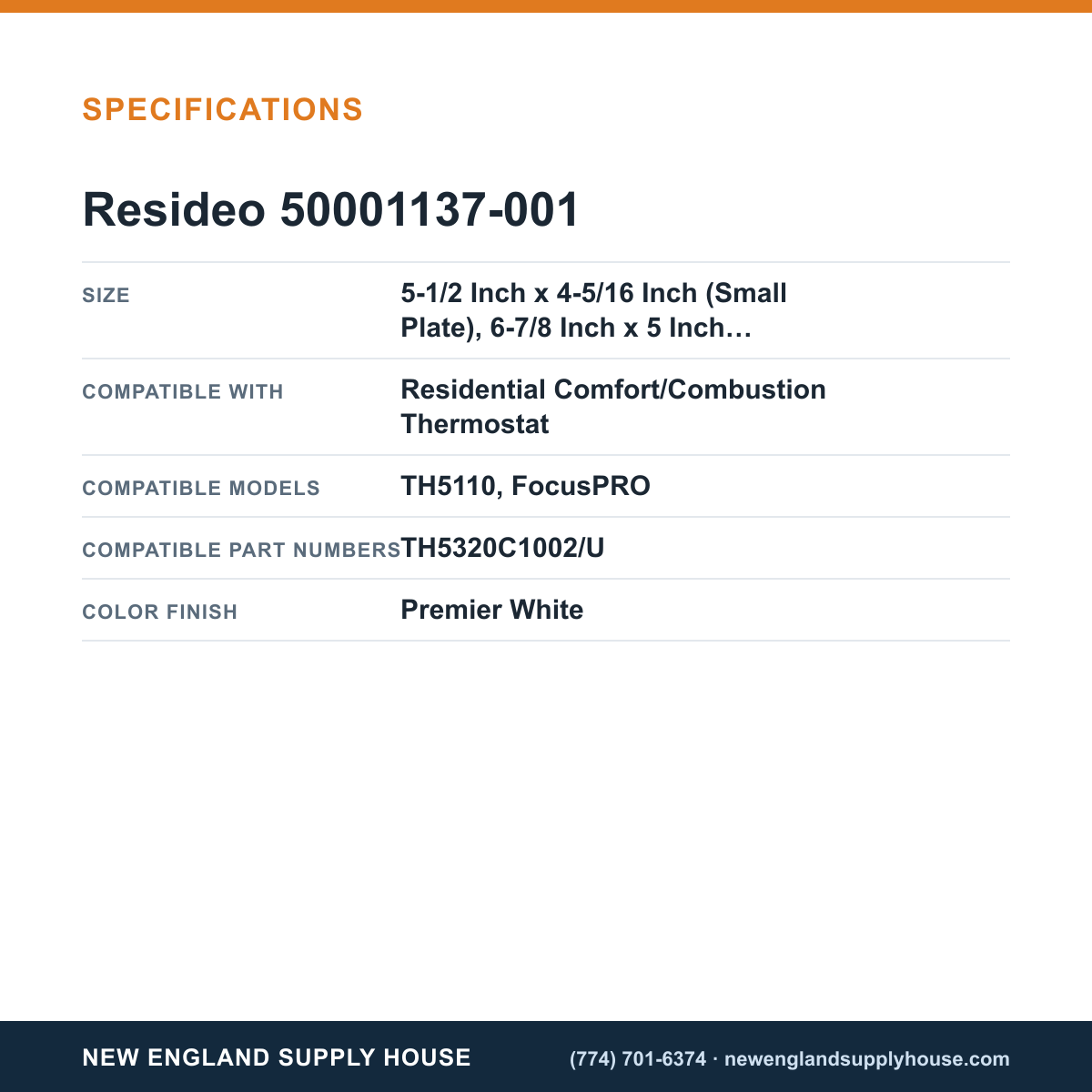 Resideo - Honeywell Home 50001137-001 Comfort/Combustion Thermostat Cover Plate Assembly specifications — New England Supply House [NESH-SPECTABLE-V1]