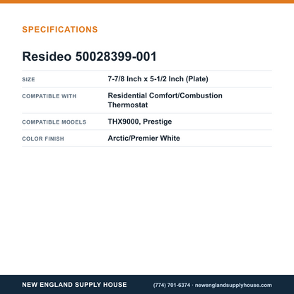 Resideo - Honeywell Home 50028399-001 Comfort/Combustion Thermostat Cover Plate Assembly specifications — New England Supply House [NESH-SPECTABLE-V1]