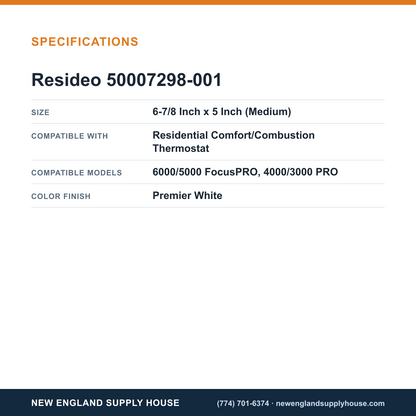 Resideo - Honeywell Home 50007298-001 Comfort/Combustion Thermostat Cover Plate specifications — New England Supply House [NESH-SPECTABLE-V1]