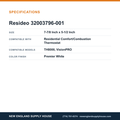 Resideo - Honeywell Home 32003796-001 Comfort/Combustion Thermostat Cover Plate specifications — New England Supply House [NESH-SPECTABLE-V1]