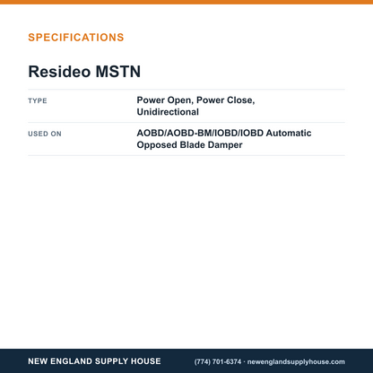 Resideo - Honeywell Home MSTN Damper Motor Actuator specifications — New England Supply House [NESH-SPECTABLE-V1]
