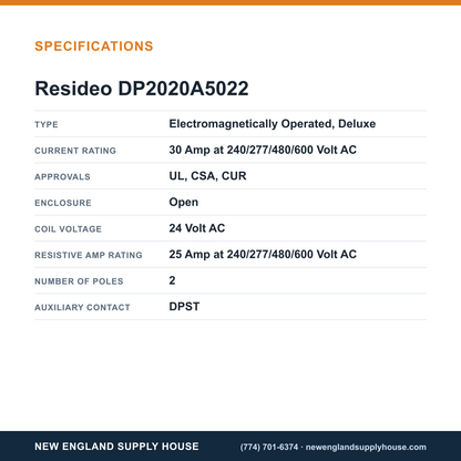 Resideo - Honeywell Home DP2020A5022 Definite Purpose Contactor specifications — New England Supply House [NESH-SPECTABLE-V1]