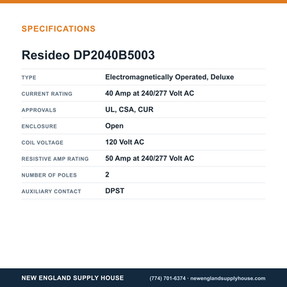 Resideo - Honeywell Home DP2040B5003 Definite Purpose Contactor specifications — New England Supply House [NESH-SPECTABLE-V1]