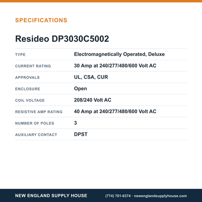Resideo - Honeywell Home DP3030C5002 Definite Purpose Contactor specifications — New England Supply House [NESH-SPECTABLE-V1]